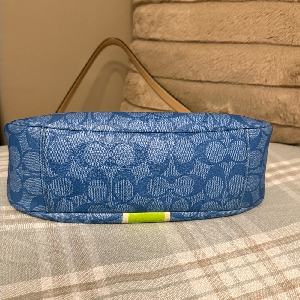 ✨COACH Signature Stripe Blue Hobo Bag – F29942 – Y2K Aesthetic🍋‍🟩🏝️☀️ - Picture 5 of 6